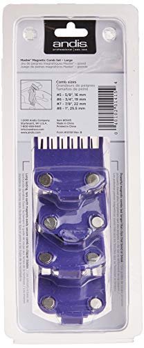 Andis Master Dual Magnet Large Comb Set (4-Piece) - Purple High-Grade Metal Combs for Snag-Free Grooming Avelisse