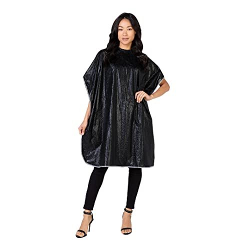 Betty Dain Hair Stylist Shampoo Cape - Waterproof Vinyl, Soft Nylon Neckband, Classic Black, 36 x 54 Inches - görsel 2
