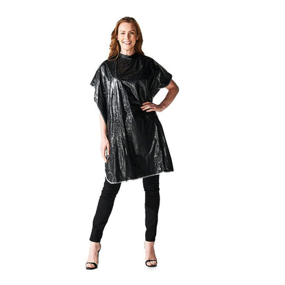 Betty Dain Hair Stylist Shampoo Cape - Waterproof Vinyl, Soft Nylon Neckband, Classic Black, 36 x 54 Inches