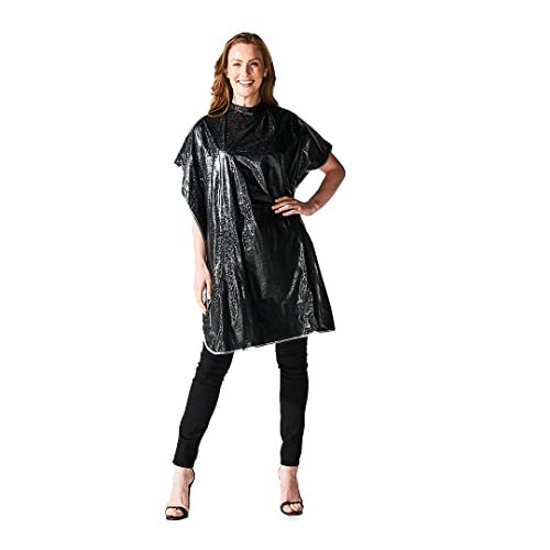 Betty Dain Hair Stylist Shampoo Cape - Waterproof Vinyl, Soft Nylon Neckband, Classic Black, 36 x 54 Inches - görsel 4