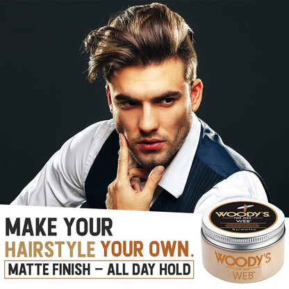 Woody's Quality Grooming Web Putty - 3.4 oz Styling Clay for Men