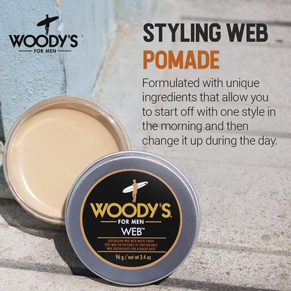 Woody's Quality Grooming Web Putty - 3.4 oz Styling Clay for Men