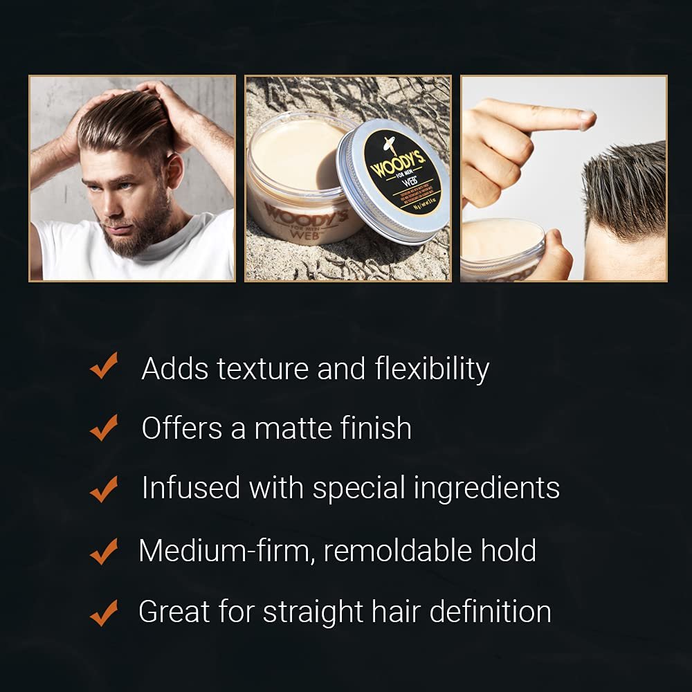 Woody's Quality Grooming Web Putty - 3.4 oz Styling Clay for Men - görsel 8