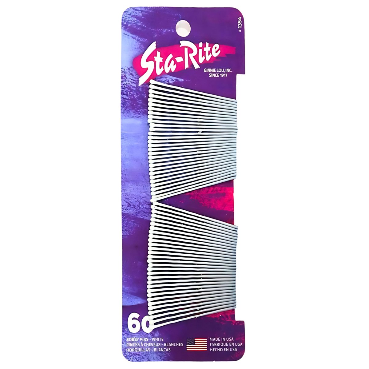 Sta-Rite White Bobby Pins - 60 Count for Secure Hair Styling - görsel 1