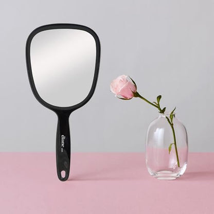 Diane Hand Mirror – Standard 1X Magnification Hand Held Mirror, Single Sided Vanity Makeup Mirror for Women, Men, Salon, Barber, Shaving, and Travel, Medium 5" x 11" In Black