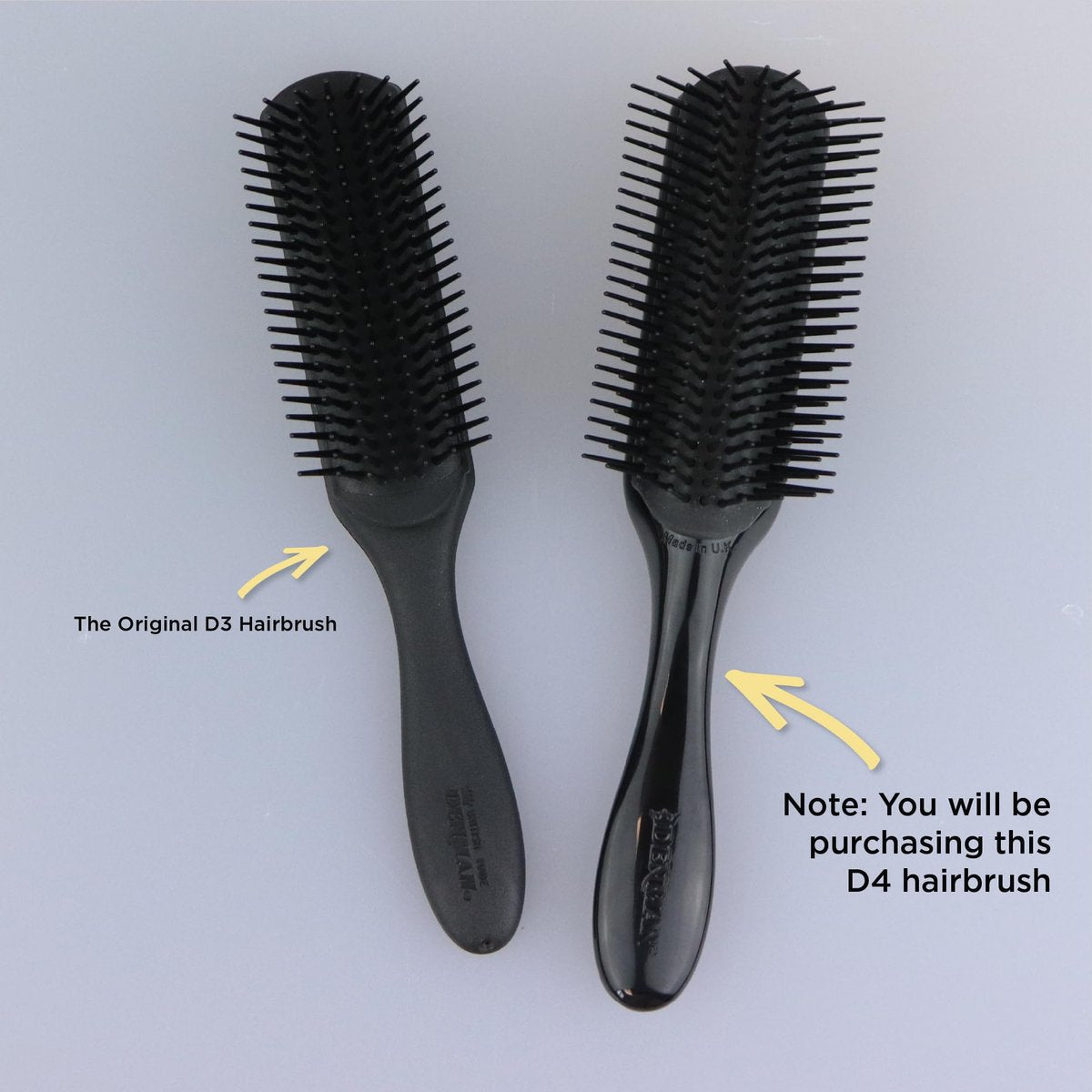 Denman D4 Curly Hair Brush - 9 Row Styling Brush for Smoothing, Defining Curls & Detangling - All Black Avelisse