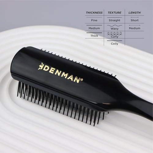 Denman D4 Curly Hair Brush - 9 Row Styling Brush for Smoothing, Defining Curls & Detangling - All Black Avelisse