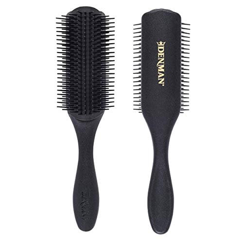 Denman D4 Curly Hair Brush - 9 Row Styling Brush for Smoothing, Defining Curls & Detangling - All Black Avelisse