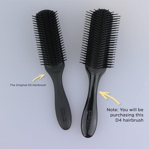 Denman D4 Curly Hair Brush - 9 Row Styling Brush for Smoothing, Defining Curls & Detangling - All Black Avelisse