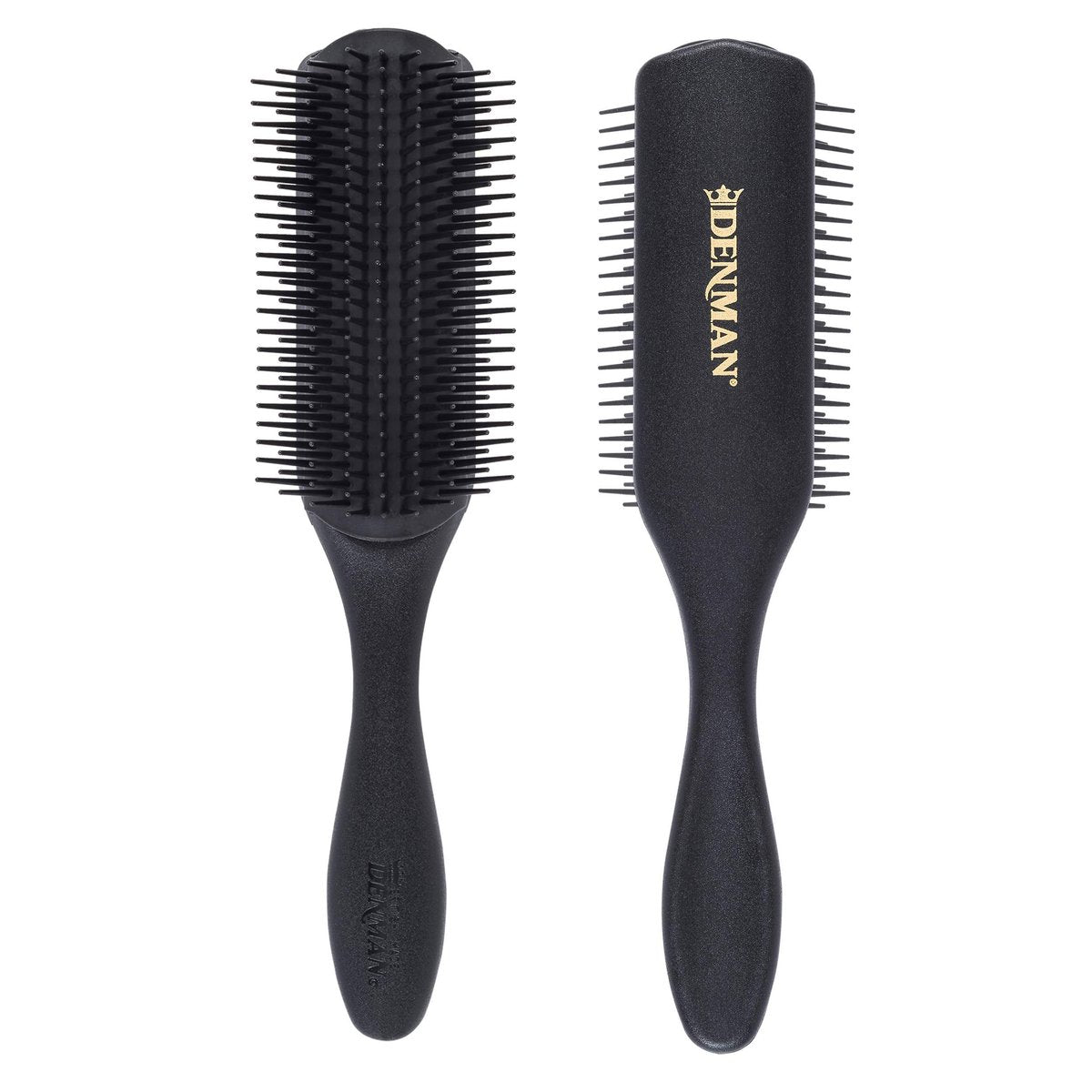 Denman D4 Curly Hair Brush - 9 Row Styling Brush for Smoothing, Defining Curls & Detangling - All Black Avelisse