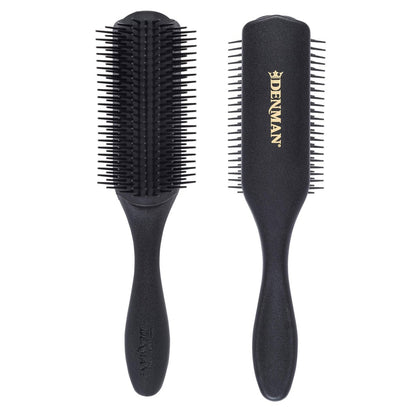 Denman D4 Curly Hair Brush - 9 Row Styling Brush for Smoothing, Defining Curls & Detangling - All Black Avelisse
