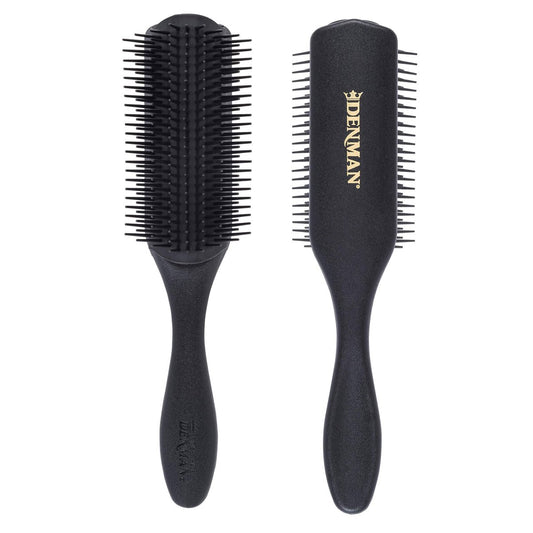 Denman D4 Curly Hair Brush - 9 Row Styling Brush for Smoothing, Defining Curls & Detangling - All Black Avelisse