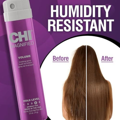 CHI Magnified Volume Finishing Hair Spray - Boosts Volume & Body for Maximum Fullness, Builds Resilience & Strength & Adds Shine, 2.6 oz