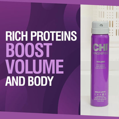 CHI Magnified Volume Finishing Hair Spray - Boosts Volume & Body for Maximum Fullness, Builds Resilience & Strength & Adds Shine, 2.6 oz