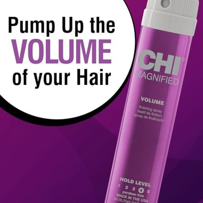 CHI Magnified Volume Finishing Hair Spray - Boosts Volume & Body for Maximum Fullness, Builds Resilience & Strength & Adds Shine, 2.6 oz