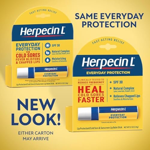 Herpecin L SPF 30 Lip Protectant 0.1 OZ (5 Pack) - Cold Sore Treatment & Lip Balm with Sunscreen Avelisse