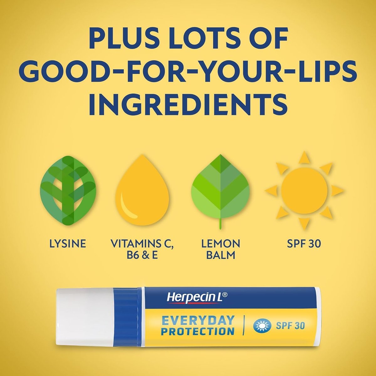 Herpecin L SPF 30 Lip Protectant 0.1 OZ (5 Pack) - Cold Sore Treatment & Lip Balm with Sunscreen Avelisse