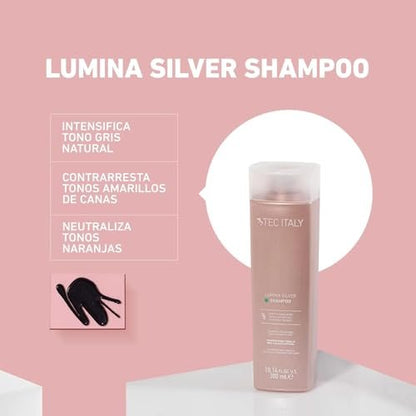Tec Italy Lumina Purple Shampoo - 10.1 oz for Blonde, Silver & Highlighted Hair Avelisse