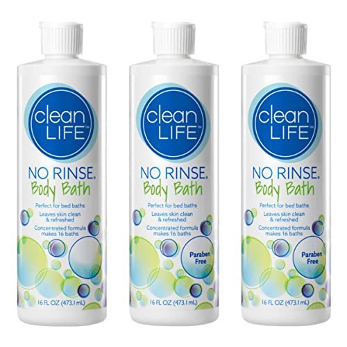 No-Rinse Body Bath 16 fl oz (Pack of 3, Makes 48 Complete Baths) – Gentle, Concentrated Liquid Body Wash for Post-Surgery, Elderly Care, Camping, and Travel – Made in USA Avelisse