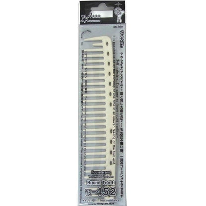 YS Park 452 Round Tooth Cutting Comb - White (9 Inch) - Professional Hairdressing Comb