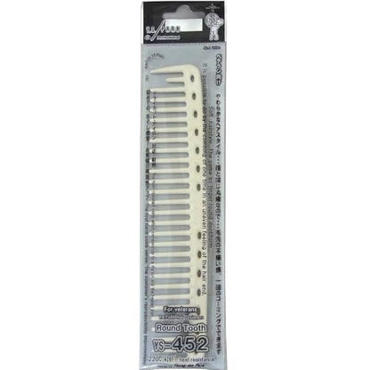YS Park 452 Round Tooth Cutting Comb - White (9 Inch) - Professional Hairdressing Comb
