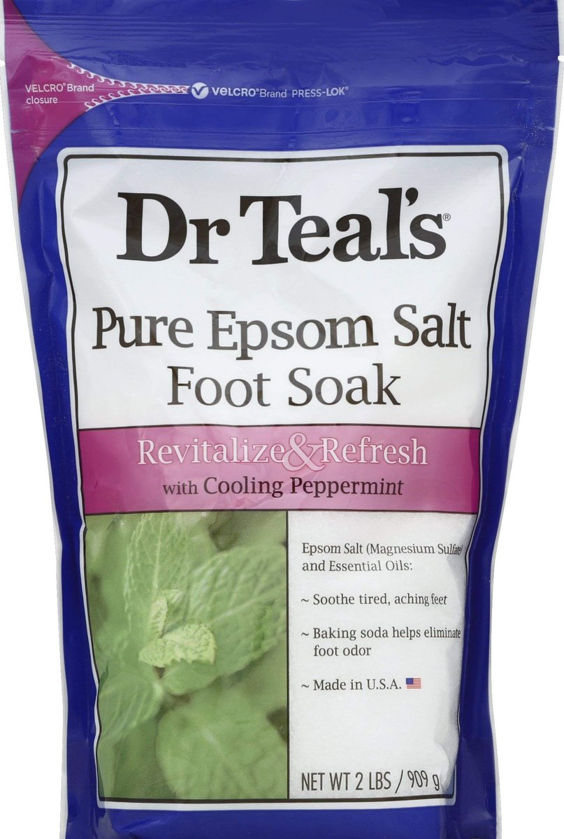 Dr. Teal's Pure Epsom Salt Foot Soak Solution Gift Set (2 Pack, 2 lbs each) - Revitalize & Refresh with Cooling Peppermint - Essential Oils & Baking Soda Ease Aches & Pains and Eliminate & Prevent Odor Avelisse
