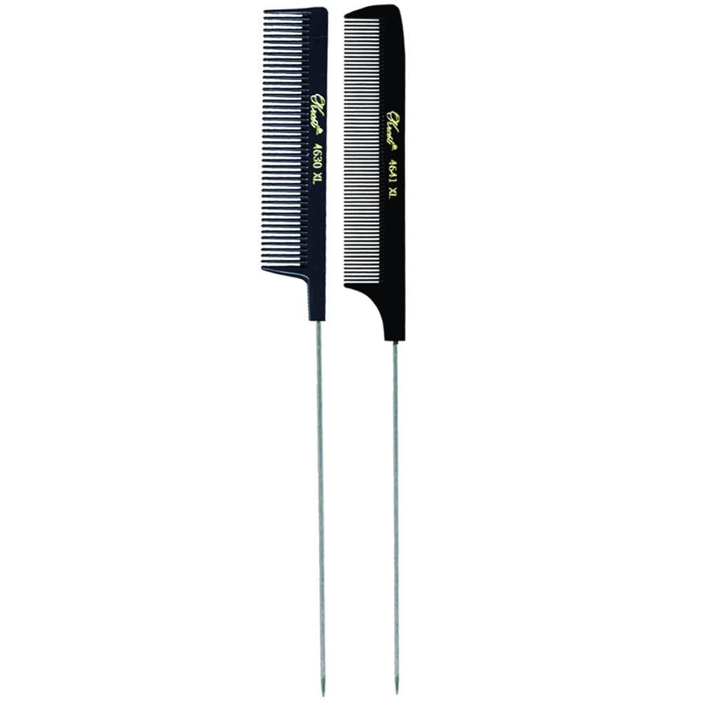 Krest Pintail Hair Combs 2 Pack - Stainless Steel Sectioning Combs for Styling, Black - görsel 2