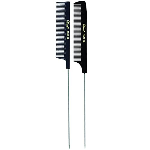 Krest Pintail Hair Combs 2 Pack - Stainless Steel Sectioning Combs for Styling, Black - görsel 1