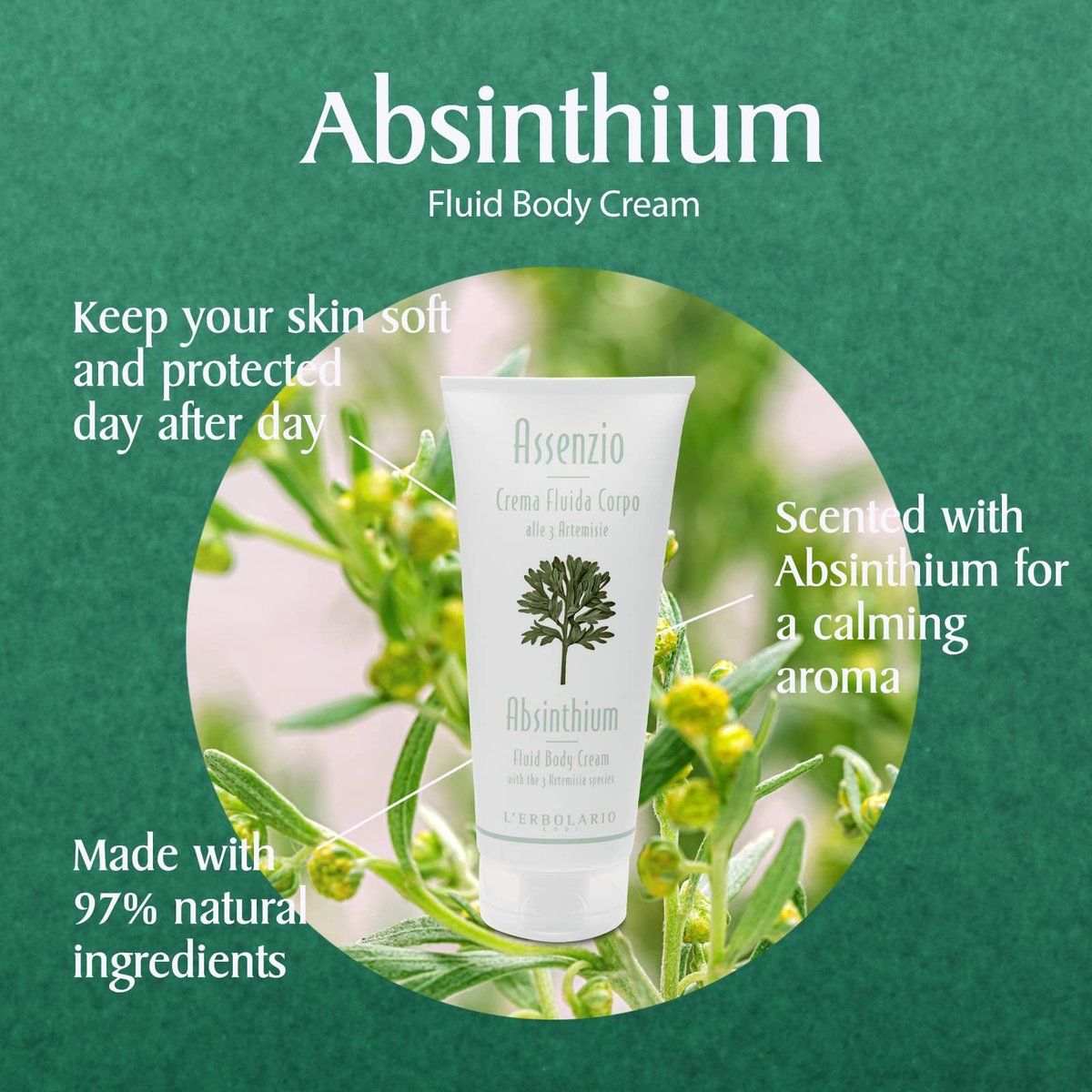 L’Erbolario Absinthium Body Cream – Moisturizing Body Butter for Firm, Revitalized Skin – 6.7 oz - görsel 3