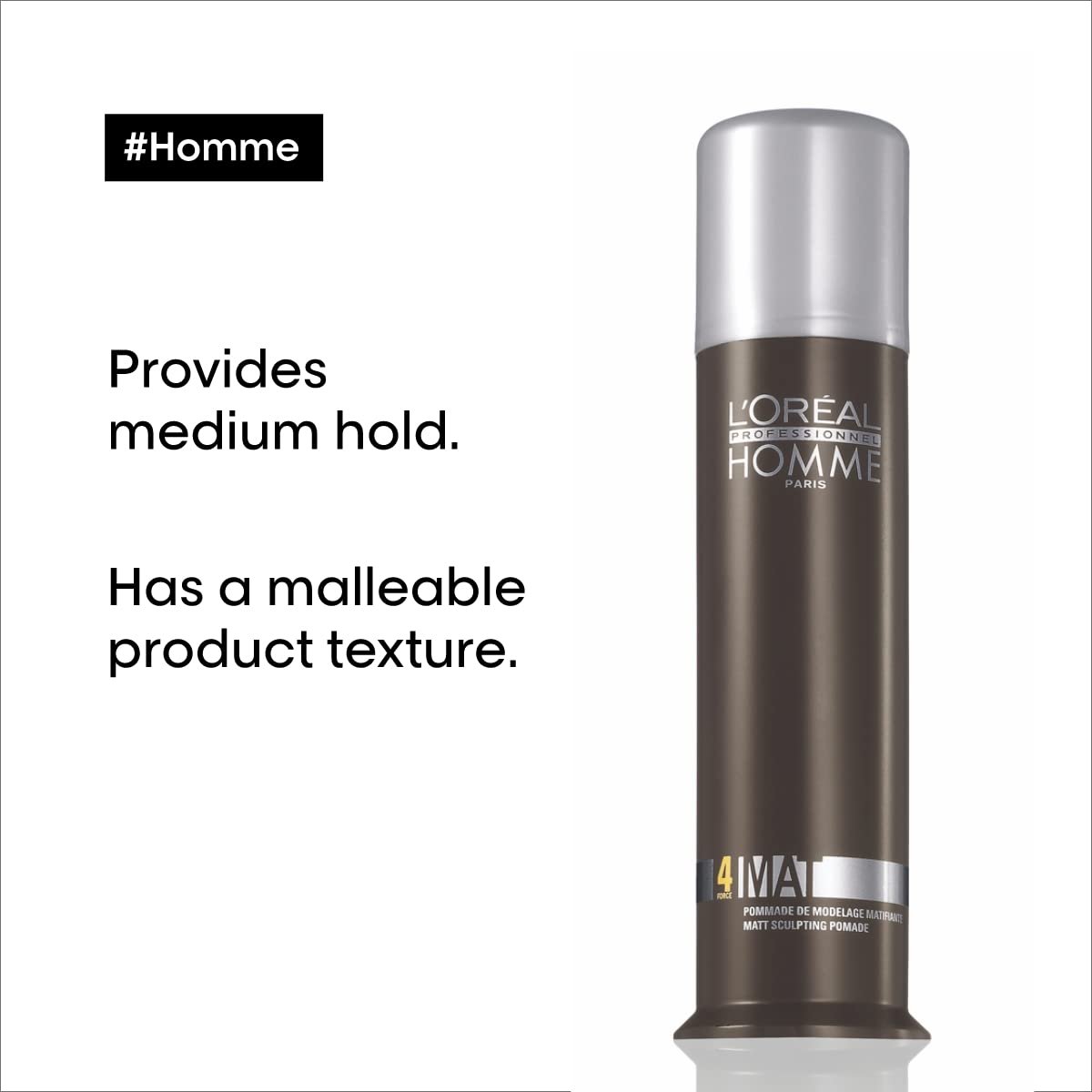 L'Oréal Professionnel Paris Styling Pomade For Men - Medium Hold and Matte Finish, Styling Cream For All Hair Types (2.7 oz) Avelisse