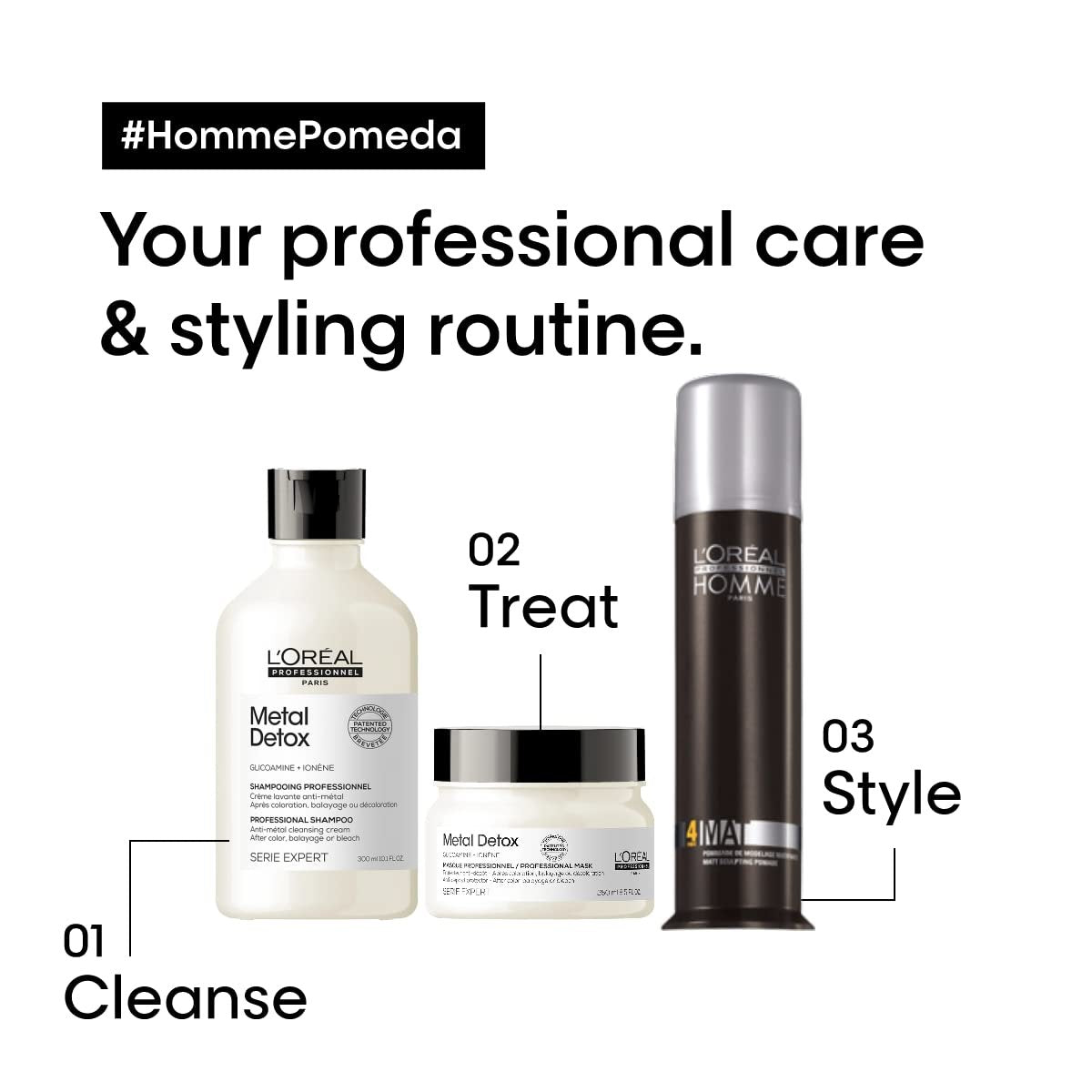 L'Oréal Professionnel Paris Styling Pomade For Men - Medium Hold and Matte Finish, Styling Cream For All Hair Types (2.7 oz) Avelisse