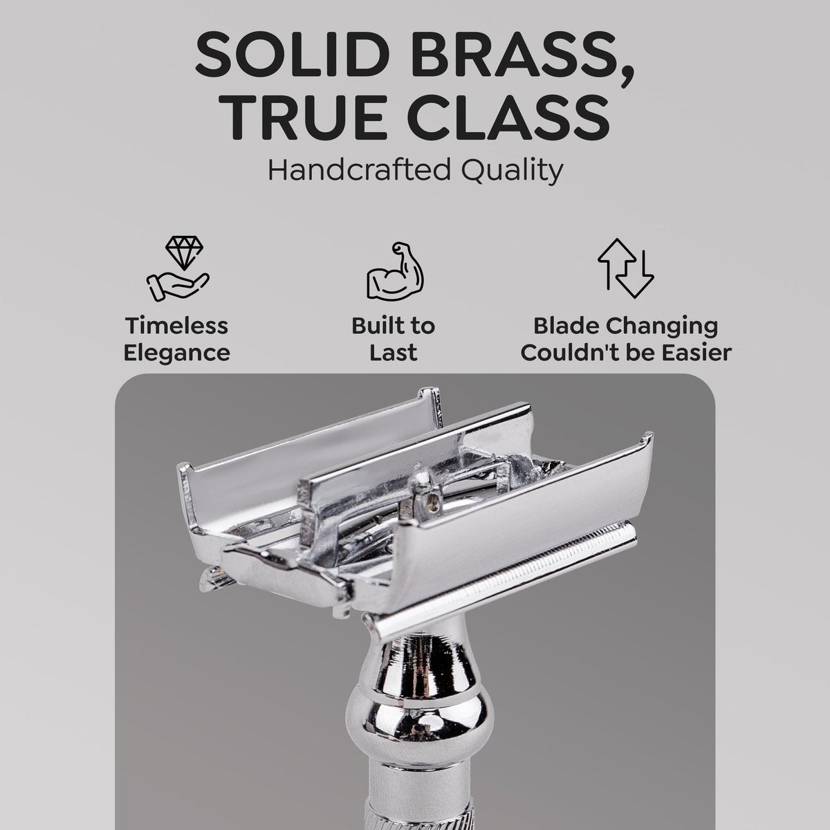 Parker 99R Chrome Long Handle Heavyweight Butterfly Open Double Edge Safety Razor with 5 Premium Platinum Blades Avelisse