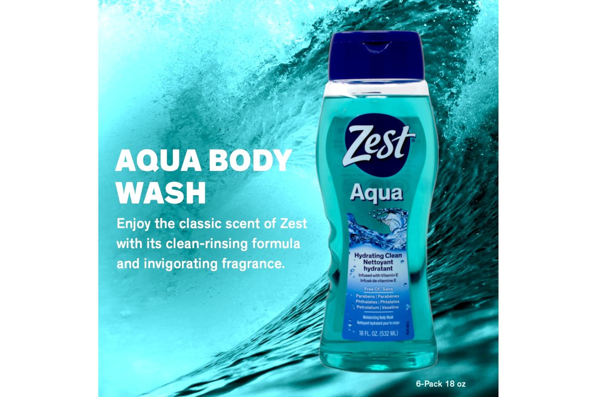 Zest Aqua Body Wash 18 oz (Pack of 2) - Refreshing Clean for Men Avelisse