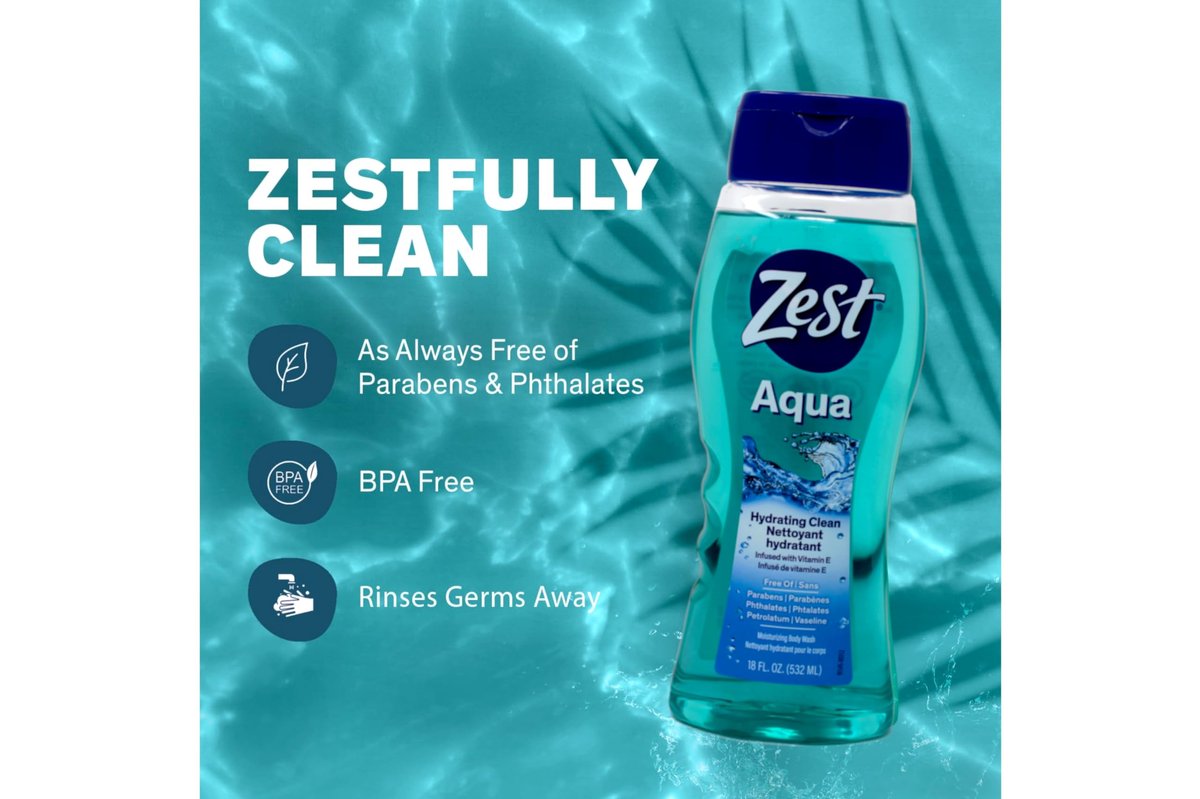 Zest Aqua Body Wash 18 oz (Pack of 2) - Refreshing Clean for Men Avelisse
