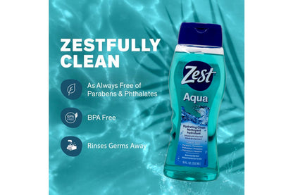 Zest Aqua Body Wash 18 oz (Pack of 2) - Refreshing Clean for Men Avelisse