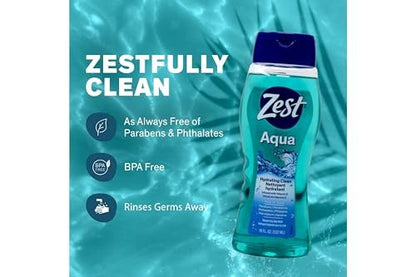 Zest Aqua Body Wash 18 oz (Pack of 2) - Refreshing Clean for Men Avelisse