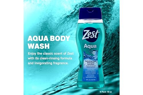 Zest Aqua Body Wash 18 oz (Pack of 2) - Refreshing Clean for Men Avelisse