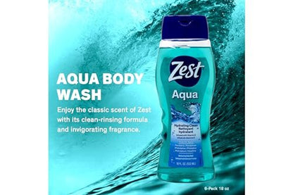 Zest Aqua Body Wash 18 oz (Pack of 2) - Refreshing Clean for Men Avelisse