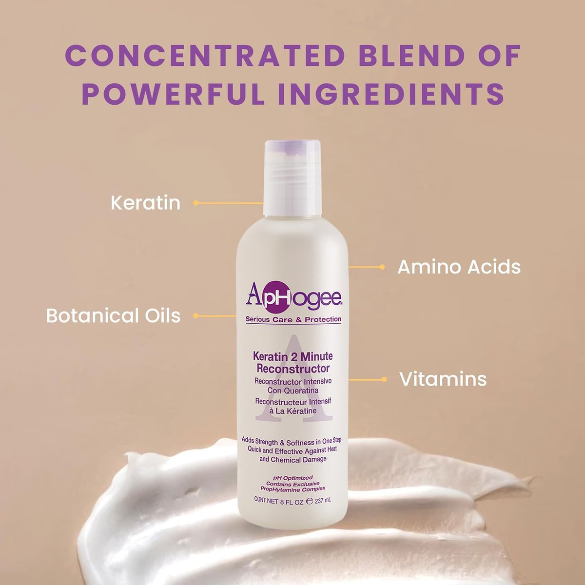 Aphogee Keratin 2 Minute Reconstructor, 8 fl oz – Deep Conditioner for Color-Treated & Heat-Styled Hair, Smooths & Adds Shine - görsel 5