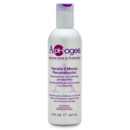 Aphogee Keratin 2 Minute Reconstructor, 8 fl oz – Deep Conditioner for Color-Treated & Heat-Styled Hair, Smooths & Adds Shine