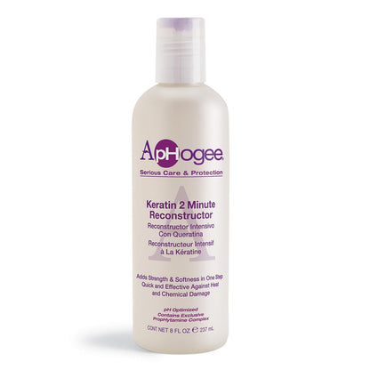Aphogee Keratin 2 Minute Reconstructor, 8 fl oz – Deep Conditioner for Color-Treated & Heat-Styled Hair, Smooths & Adds Shine