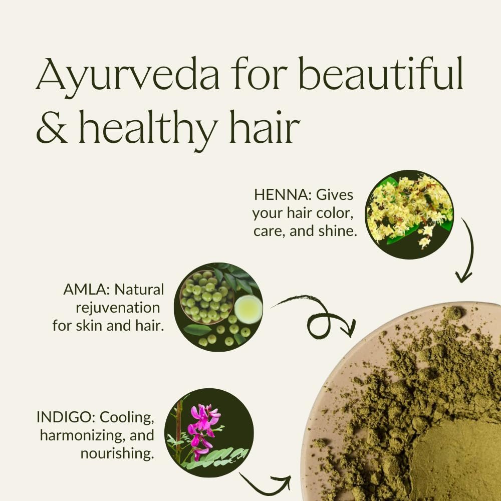 Khadi Natural Black Hair Color – 100% Plant-Based, Vegan, No Blue Tint, 3.5 oz Avelisse