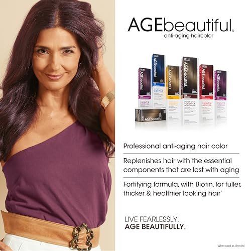 AGE beautiful Permanent Hair Color Dye Liqui Creme - 1N Jet Black - 100% Gray Coverage - Anti-Aging Haircolor with Biotin for Thicker, Fuller Hair - Professional Salon Coloring - 2 Fl Oz - görsel 4