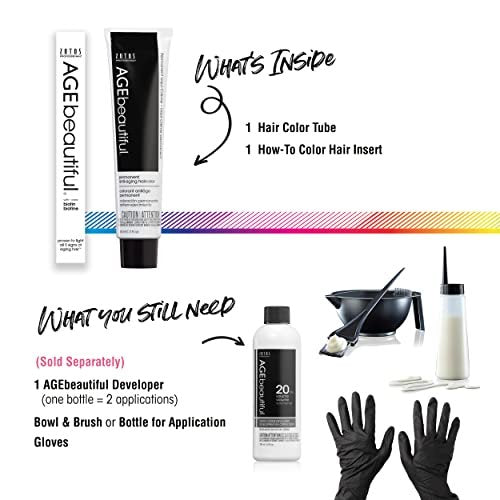 AGE beautiful Permanent Hair Color Dye Liqui Creme - 1N Jet Black - 100% Gray Coverage - Anti-Aging Haircolor with Biotin for Thicker, Fuller Hair - Professional Salon Coloring - 2 Fl Oz - görsel 10