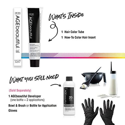 AGE beautiful Permanent Hair Color Dye Liqui Creme - 1N Jet Black - 100% Gray Coverage - Anti-Aging Haircolor with Biotin for Thicker, Fuller Hair - Professional Salon Coloring - 2 Fl Oz