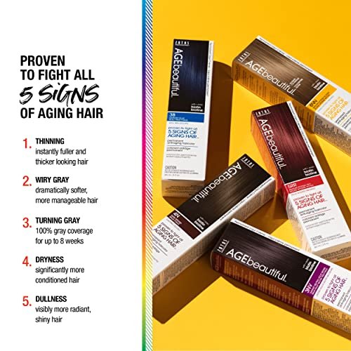 AGE beautiful Permanent Hair Color Dye Liqui Creme - 1N Jet Black - 100% Gray Coverage - Anti-Aging Haircolor with Biotin for Thicker, Fuller Hair - Professional Salon Coloring - 2 Fl Oz - görsel 8