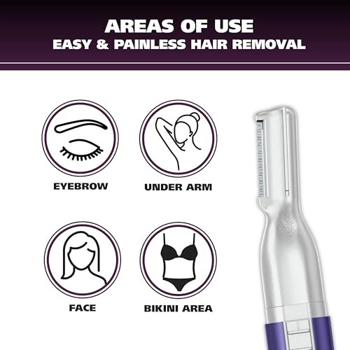 Wahl Clean & Confident Female Battery Pen Trimmer with Rinseable Blades for Eyebrows, Facial Hair, & Light Grooming - Hygienic Grooming & Easy Cleaning - Model 5640-100 (Purple) - görsel 4