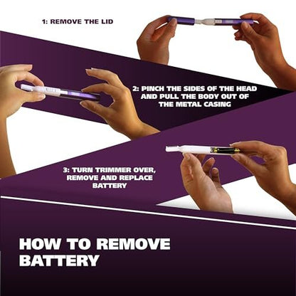 Wahl Clean & Confident Female Battery Pen Trimmer with Rinseable Blades for Eyebrows, Facial Hair, & Light Grooming - Hygienic Grooming & Easy Cleaning - Model 5640-100 (Purple)