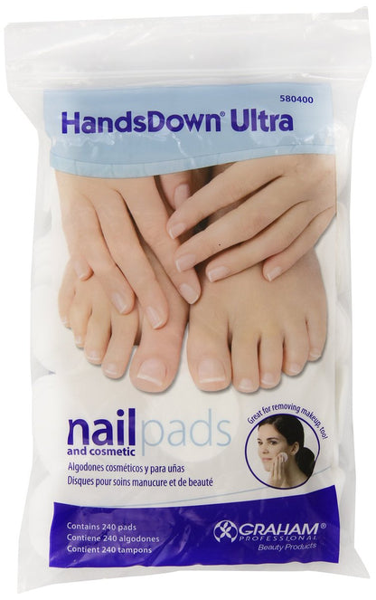 Graham Hands Down Ultra Nail and Cosmetic Pads, White, 240 Count Avelisse
