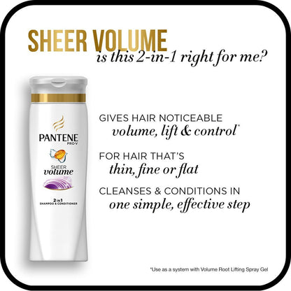 Pantene Pro-V 2 in 1 Shampoo & Conditioner, Sheer Volume with Collagen, 12.6 oz